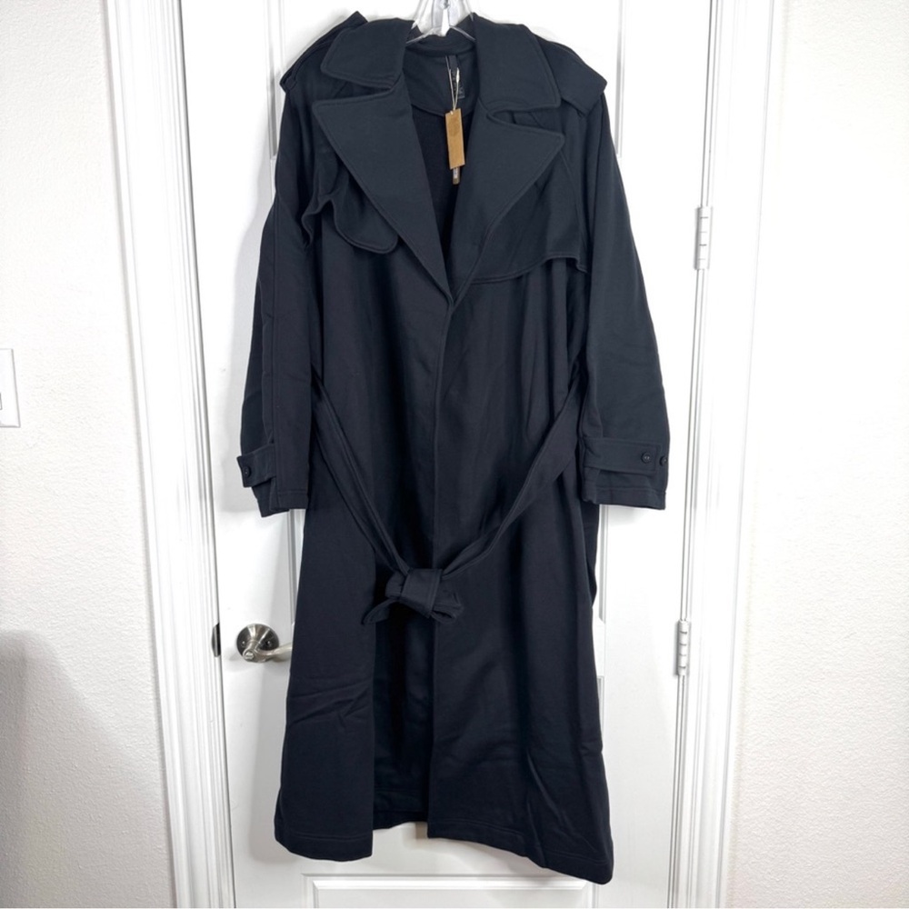 SKIMS Boyfriend Fleece Oversized Trench Coat NEW Size S Onyx